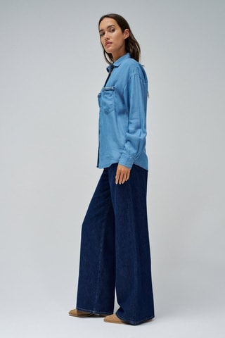Camicia relaxed in jeans - Blu
