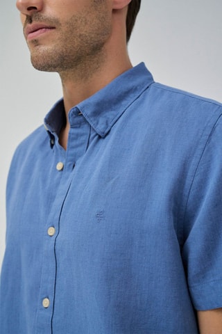 Camicia regular in lino - Blu chiaro