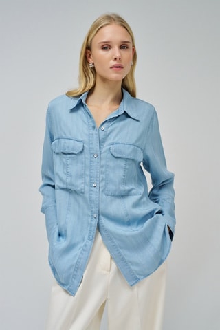 Camicia loose in jeans - Azzurro