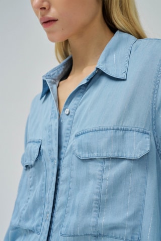 Camicia loose in jeans - Azzurro