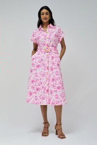 Abito a camicia in sangallo - Rosa