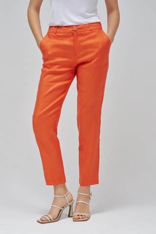 Pantaloni chino regular in lino - Arancione