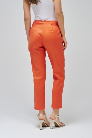 Pantaloni chino regular in lino - Arancione