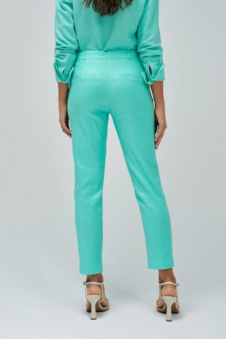 Pantaloni chino regular in lino - Verde chiaro