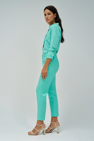 Pantaloni chino regular in lino - Verde chiaro