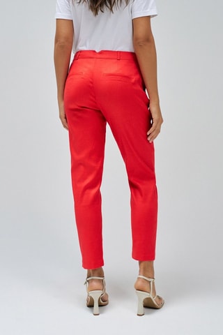Pantaloni chino regular in lino - Rosso