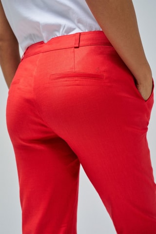 Pantaloni chino regular in lino - Rosso