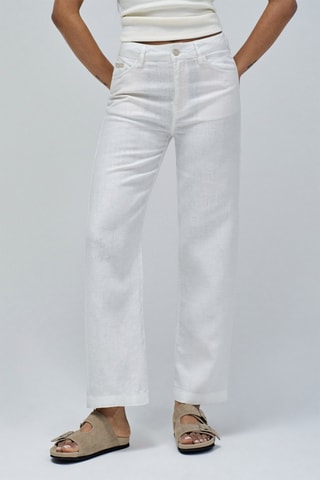 Pantaloni regular in lino - Bianco