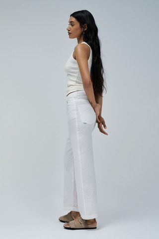 Pantaloni regular in lino - Bianco