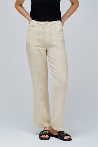 Pantaloni regular in lino - Beige