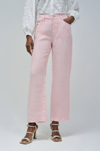 Pantaloni regular in lino - Rosa