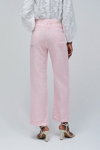 Pantaloni regular in lino - Rosa