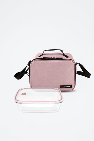 Sac à lunch isotherme et boîte de conservation en verre borosilicate Goglass - Rose et noir