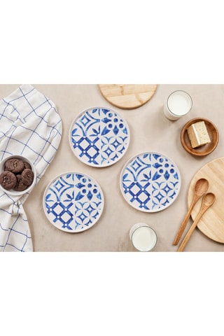 6 Porseleinen Dessertborden Blue Pattern - 19,3 cm