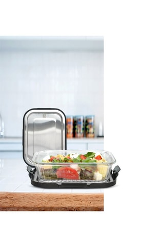 Boîte en verre borosilicate avec couvercle en acier inoxydable sans BPA - 104 cl