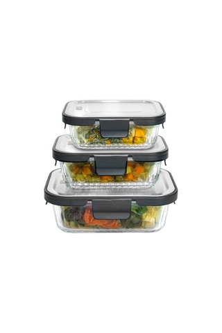 3 boîtes en verre borosilicate avec couvercle en acier inoxydable sans BPA - 37 à 104 cl