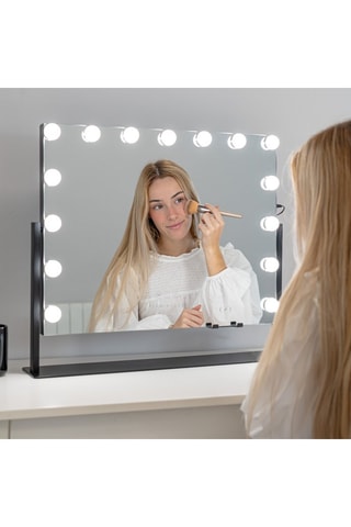 Ledspiegel op Poten - 64 x 54,5 x 12 cm - Zwart