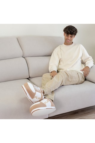 Pantoffels - Wit en Camel - Wit en roze