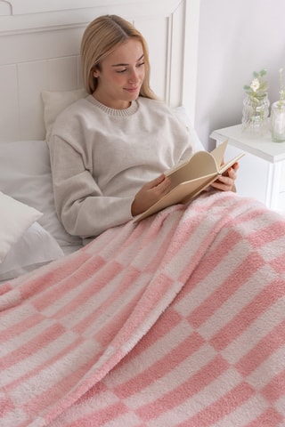 Fleece Deken - Roze en Wit - Roze