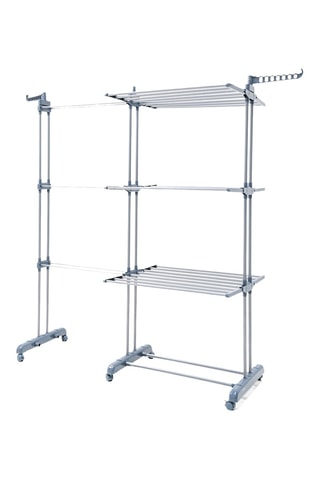 Vouwbaar en Verticaal Rekbaar Droogrek - Grijs - 141 x 179 x 65 cm