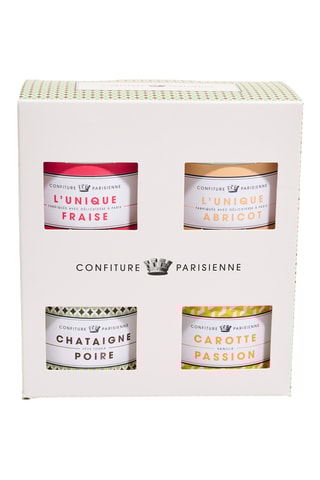 Coffret confitures recettes carotte passion châtaigne poire fraise abricot - 4 produits
