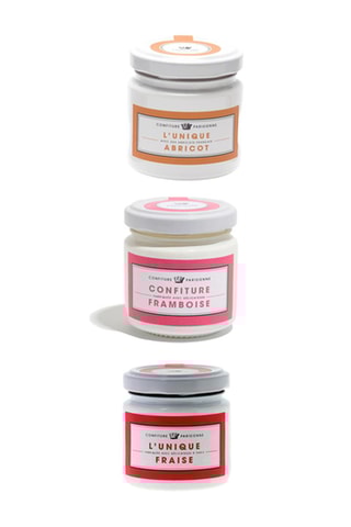Confiture d'abricot - 100 g, Confiture Unique Framboise - 100 g et Confiture Unique Fraise - 100 g