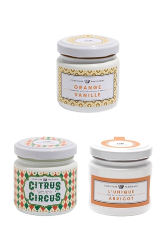 Confiture orange vanille - 100 g, Confiture citrus circus - 250 g et Confiture d'abricot - 100 g