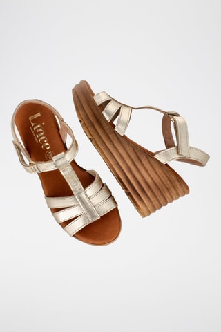 Sandales compensées en cuir - Doré