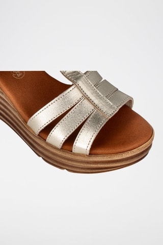 Sandales compensées en cuir - Doré