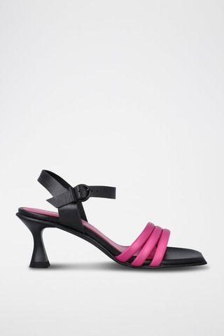 Sandales à talons en cuir Dalida - Rose et noir