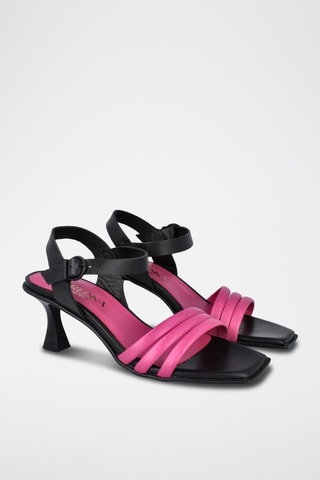 Sandales à talons en cuir Dalida - Rose et noir