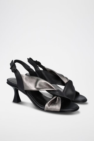 Sandales à talons en cuir Alina - Noir et gris