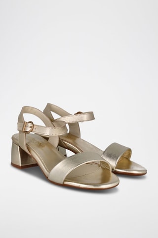 Sandales à talons en cuir Selma - Doré