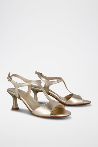 Sandales à talons en cuir Saray - Doré