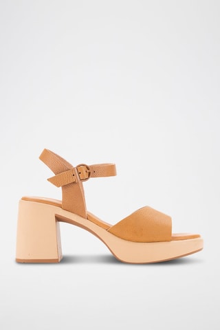 Sandales à talons en cuir - Camel