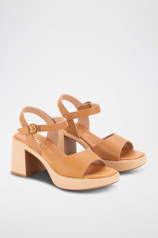 Sandales à talons en cuir - Camel