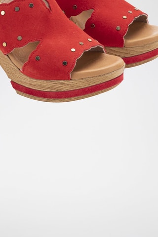 Mules à talons en nubuck - Rouge