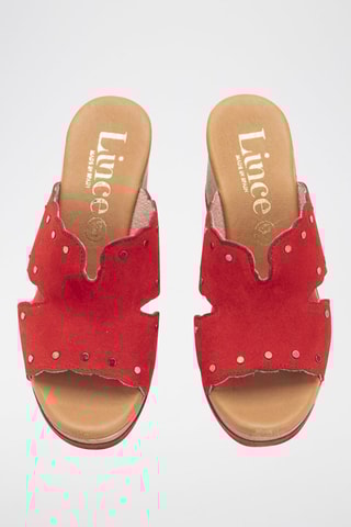 Mules à talons en nubuck - Rouge