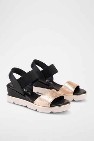 Sandales en cuir - Bronze et noir