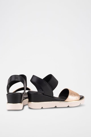 Sandales en cuir - Bronze et noir