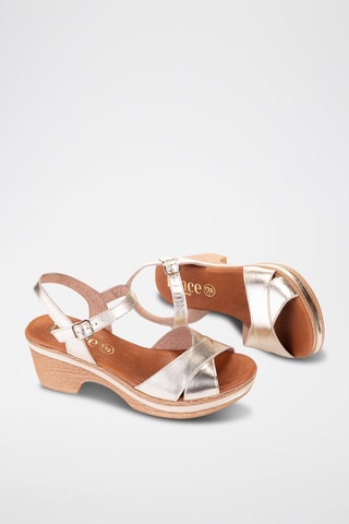 Sandales à talons en cuir Metalizado - Doré