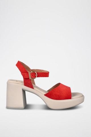 Sandales à talons en nubuck - Rouge