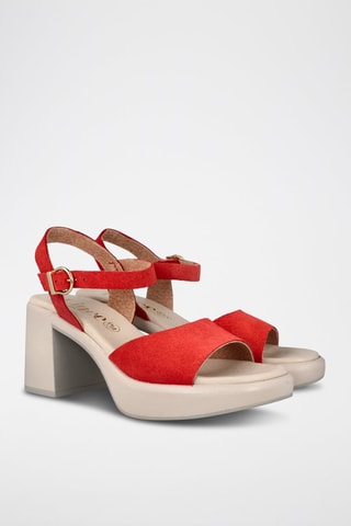 Sandales à talons en nubuck - Rouge