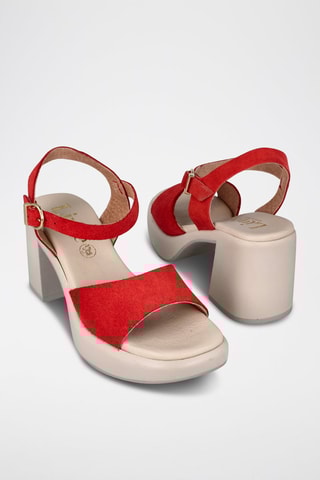 Sandales à talons en nubuck - Rouge