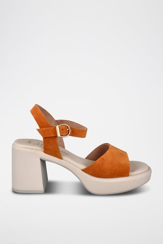 Sandales à talons en nubuck - Orange