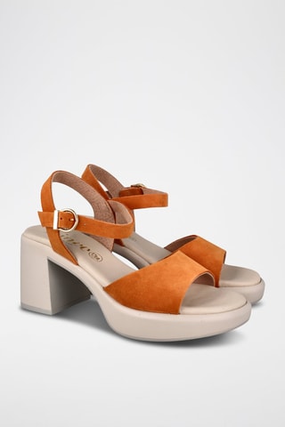 Sandales à talons en nubuck - Orange