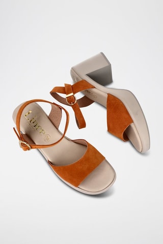 Sandales à talons en nubuck - Orange
