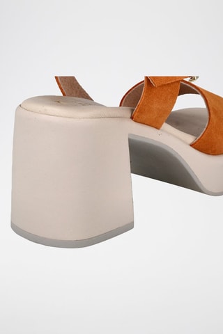 Sandales à talons en nubuck - Orange