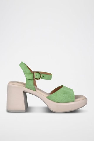 Sandales à talons en nubuck - Vert