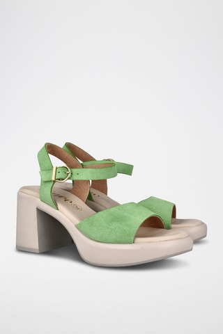 Sandales à talons en nubuck - Vert